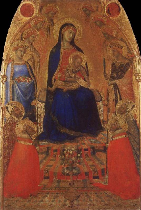 Ambrogio Lorenzetti Madonna and Child Enthroned with Angels and Saints Spain oil painting art